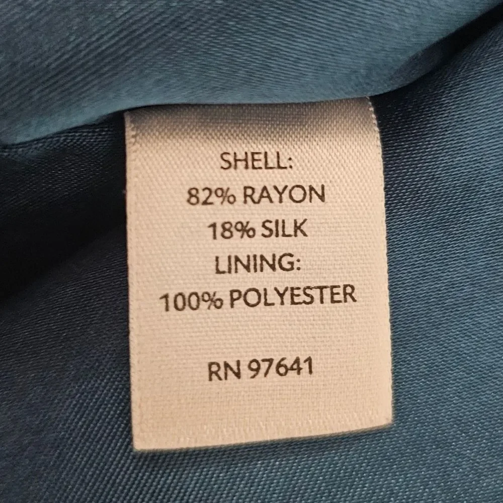 J. Jill Silk Blend Velvet Hooded Jacket Sz L Teal Statement Layer Jewel Tone - Picture 8 of 16